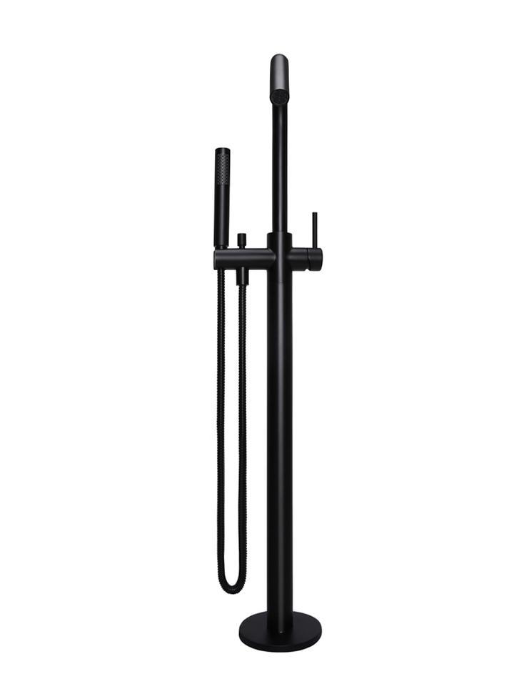 Meir Freestanding Round Bath Mixer With Hand Spray - Black - Burdens Plumbing