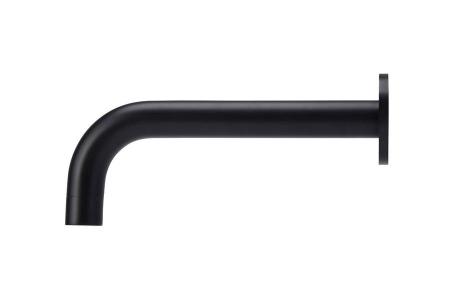 Meir Matte Black Round Curved Wall Spout 200mm - Burdens Plumbing