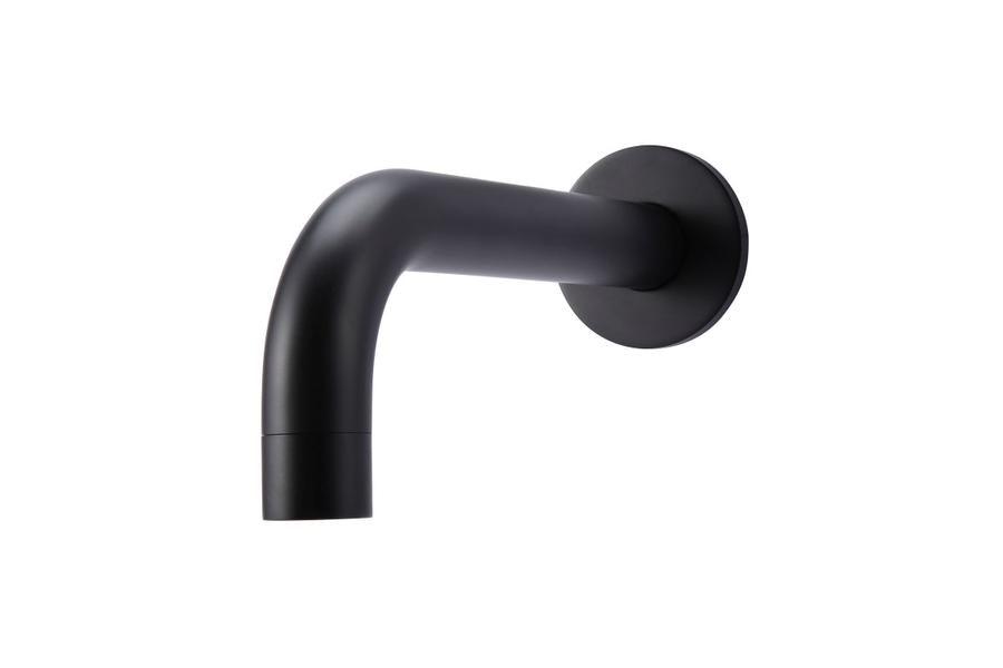 Meir Matte Black Round Curved Wall Spout 200mm - Burdens Plumbing