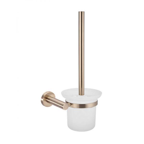 Meir Round Champagne Toilet Brush And Holder - Burdens Plumbing