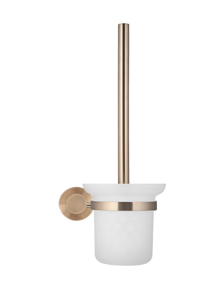 Meir Round Champagne Toilet Brush And Holder - Burdens Plumbing