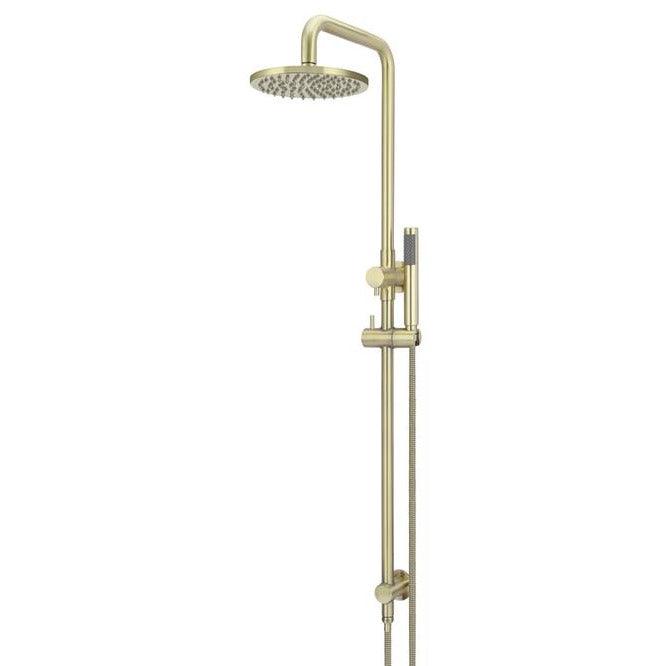 Meir Round Combination Shower Rail 200mm Rose & Hand Shower - Tiger Bronze - Burdens Plumbing