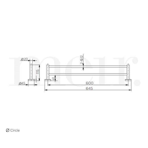 Meir Round Double Champagne Towel Rail 600mm - Burdens Plumbing