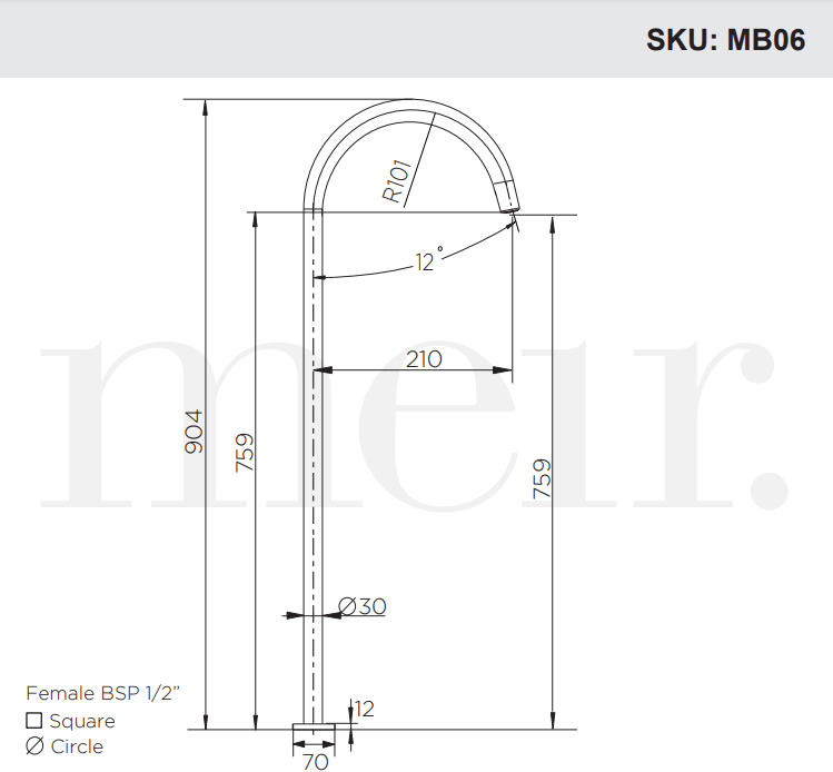 Meir Round Freestanding Bath Filler - Matte Black - Burdens Plumbing