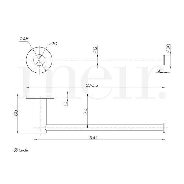 Meir Round Guest Towel Rail Brushed Nickel - Burdens Plumbing