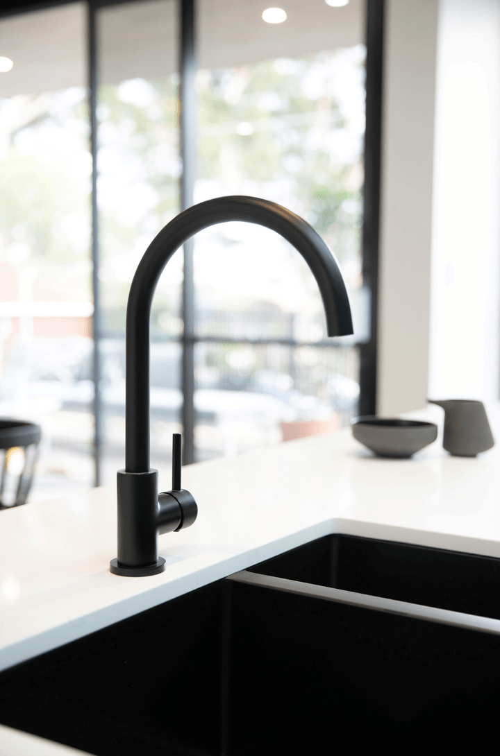 Meir Round Kitchen Mixer - Black - Burdens Plumbing