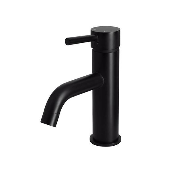 Meir Round Matte Black Basin Mixer With Curved Spout - Burdens Plumbing