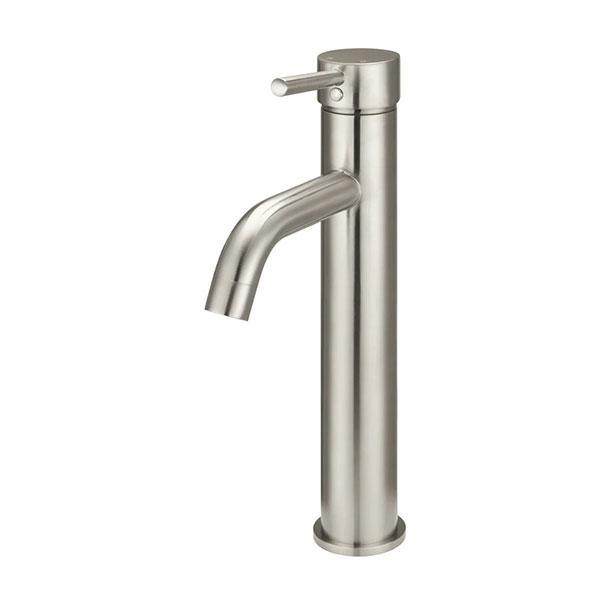 Meir Round Tall Curved Basin Mixer Brushed Nickel - Burdens Plumbing