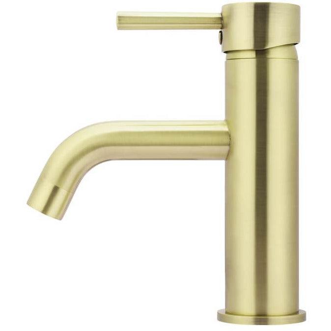 Meir Round Tiger Bronze Basin Mixer With Curved Spout - Burdens Plumbing