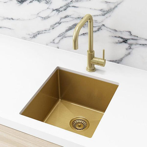 Meir Single Bowl Pvd Kitchen Sink 440mm - Brushed Bronze Gold - Burdens Plumbing