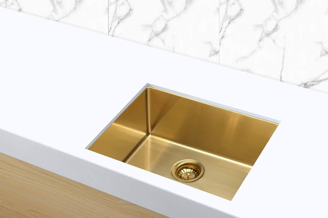 Meir Single Bowl Pvd Kitchen Sink 440mm - Brushed Bronze Gold - Burdens Plumbing