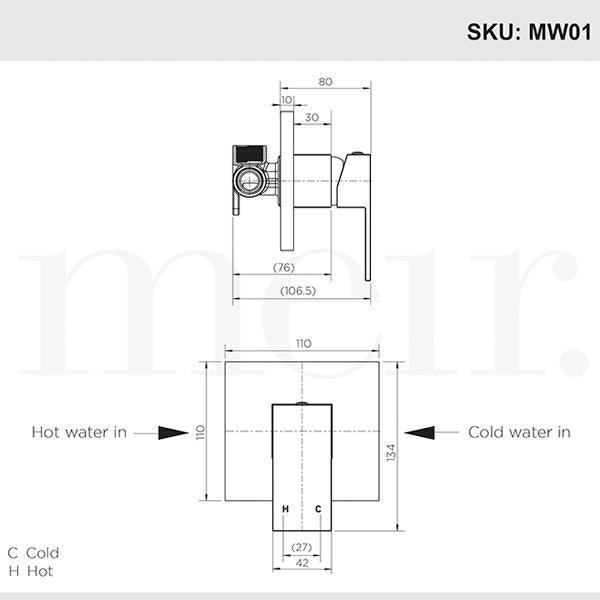 Meir Square Matte Black Wall Mixer - Burdens Plumbing