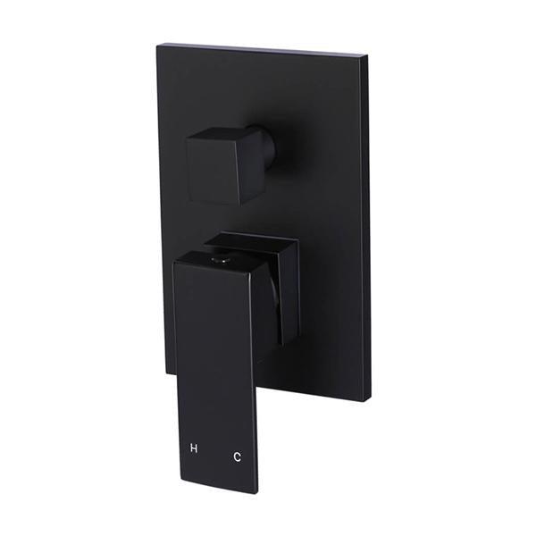 Meir Square Matte Black Wall Mixer With Diverter - Burdens Plumbing