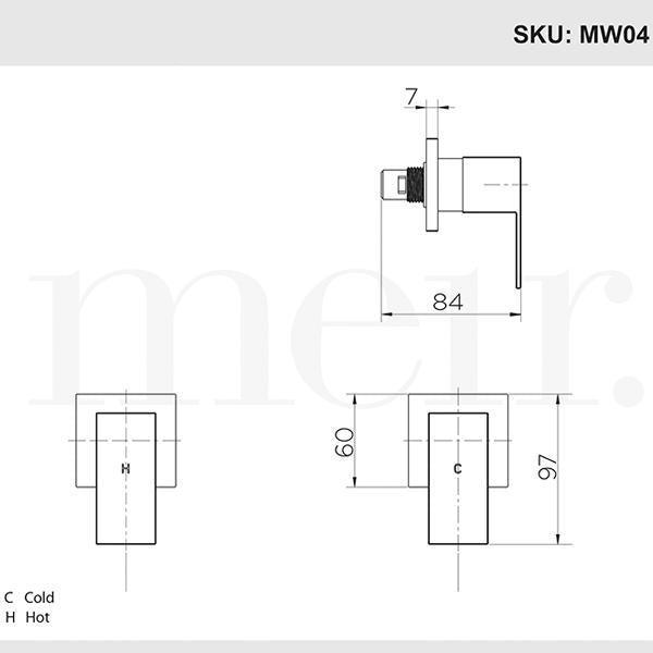 Meir Square Quarter Turn Wall Top Assembly Taps - Burdens Plumbing