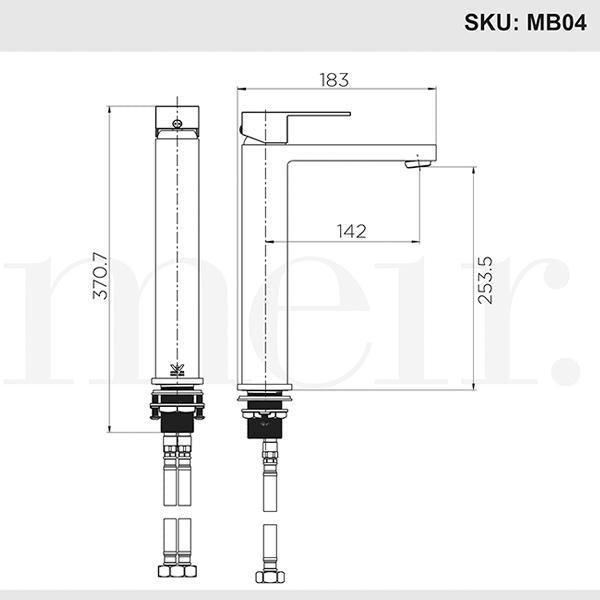 Meir Square Tall Matte Black Basin Mixer - Burdens Plumbing