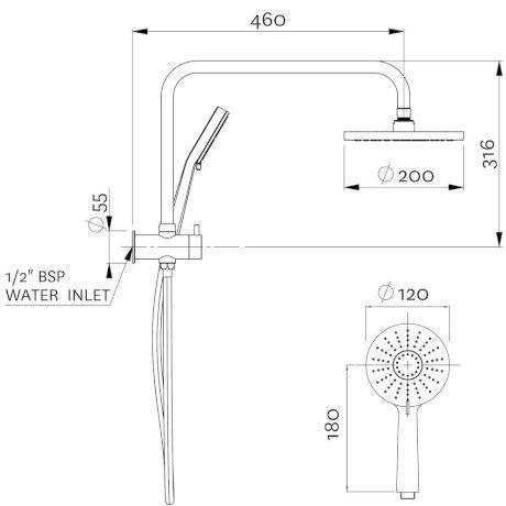 Methven Krome 120mm 3 Function Hand Shower (Matte Black) - Burdens Plumbing