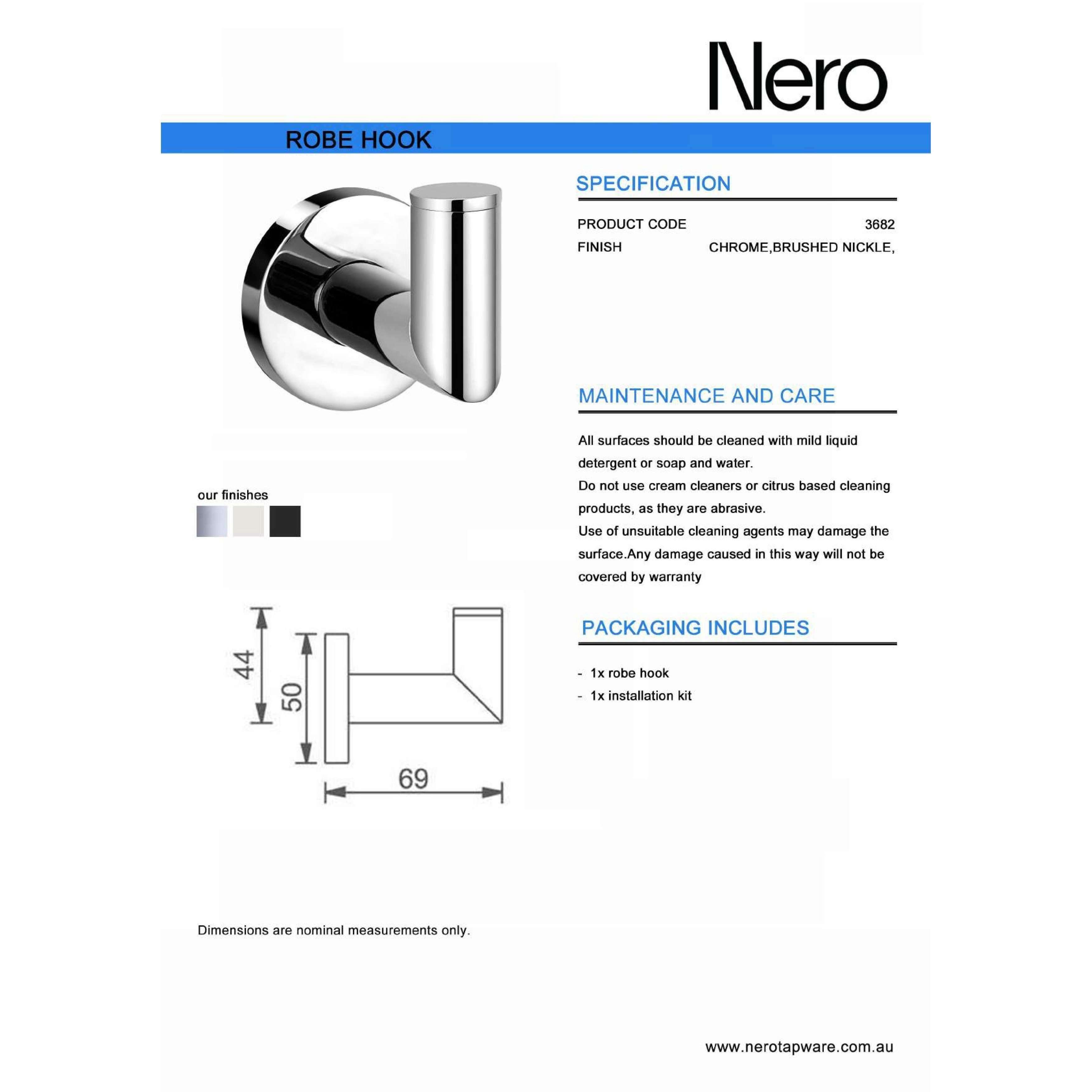 Nero Dolce Robe Hook - Brushed Nickel - Burdens Plumbing