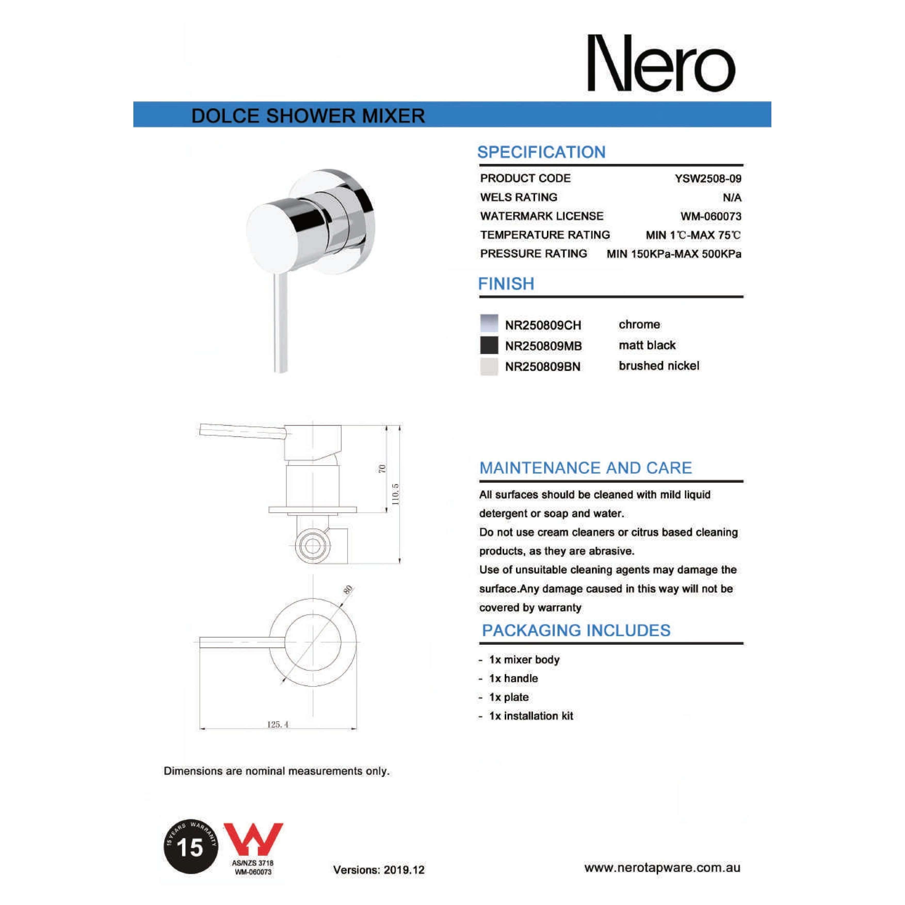 Nero Dolce Shower Mixer - Chrome - Burdens Plumbing