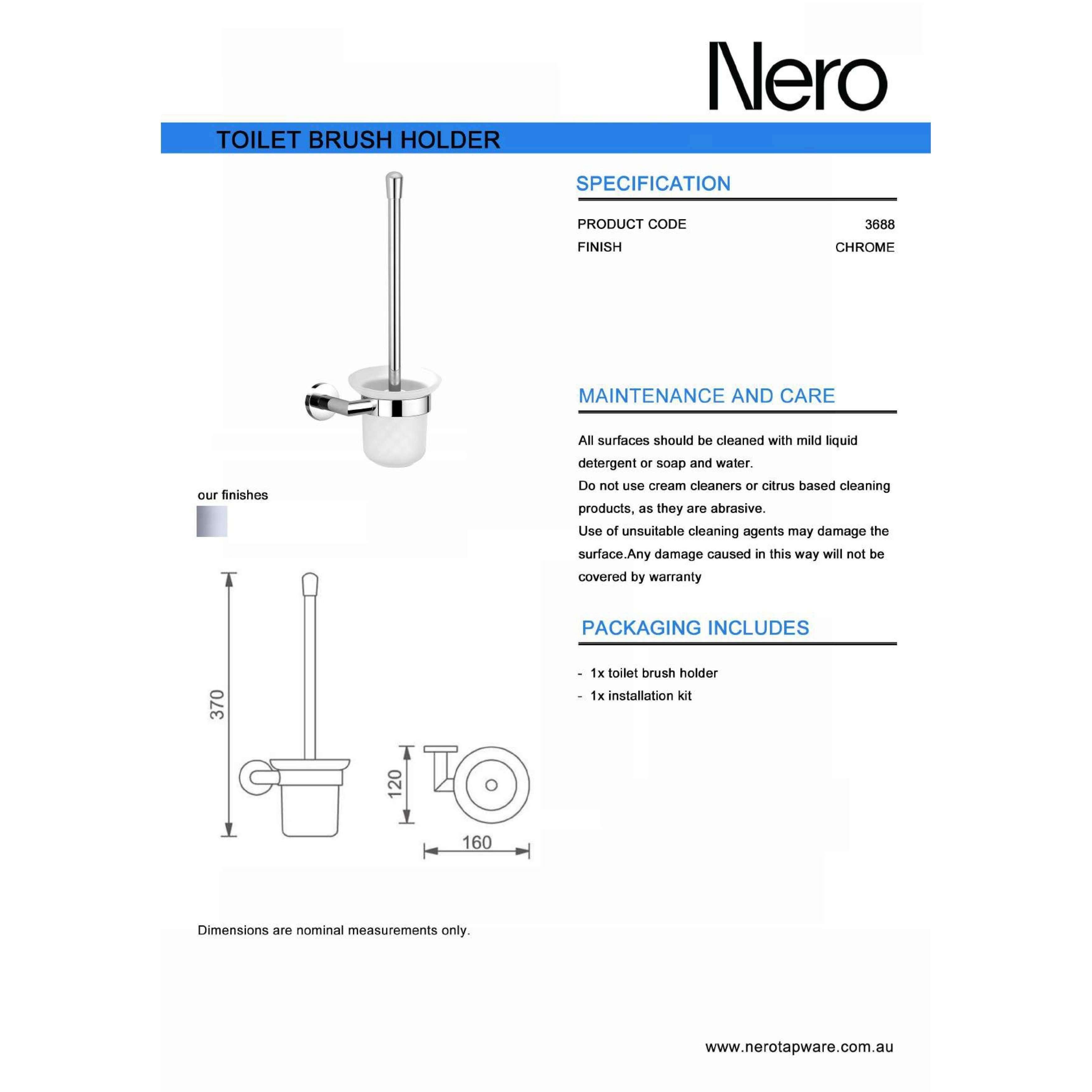 Nero Dolce Toilet Brush Holder - Chrome - Burdens Plumbing