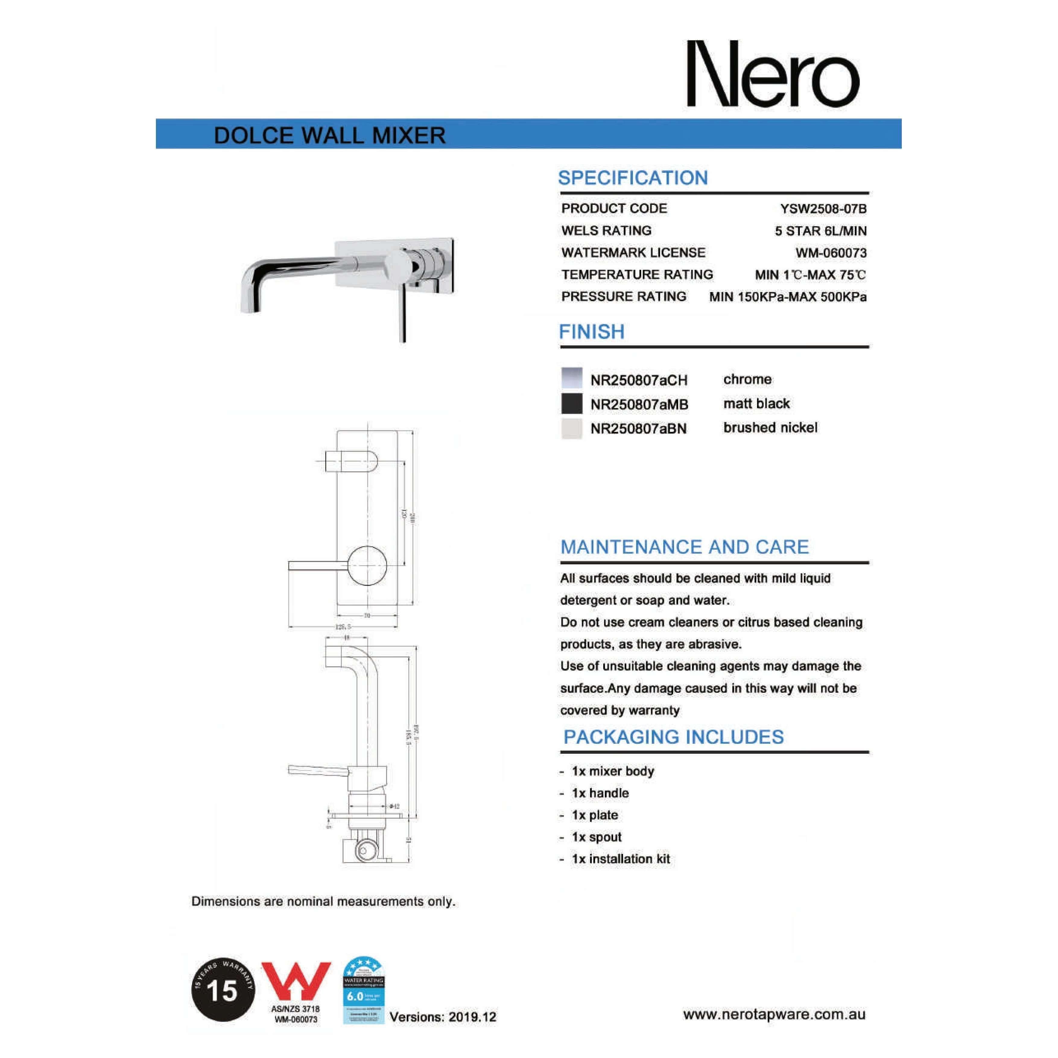 Nero Dolce Wall Basin Mixer - Burdens Plumbing