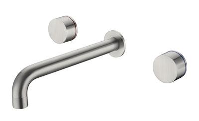 Nero Kara 3 Piece Wall Basin Set 180mm - Brushed Nickel - Burdens Plumbing