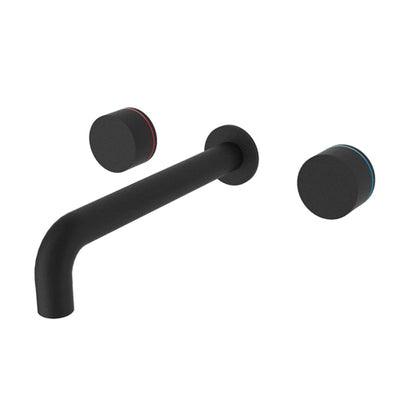 Nero Kara 3 Piece Wall Basin Set 217mm - Matt Black - Burdens Plumbing