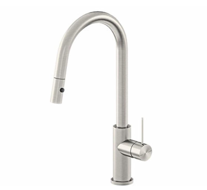 Nero Mecca Pull Out Sink Mixer W/ Vegie Spray Brushed Nickel - Burdens Plumbing