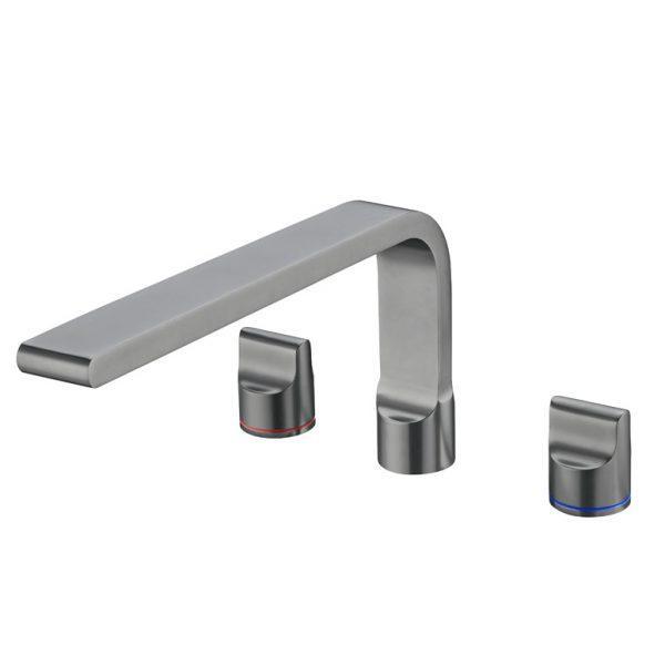 Nero Pearl Bath Set With Swivel Spout - Gun Metal Grey - Burdens Plumbing