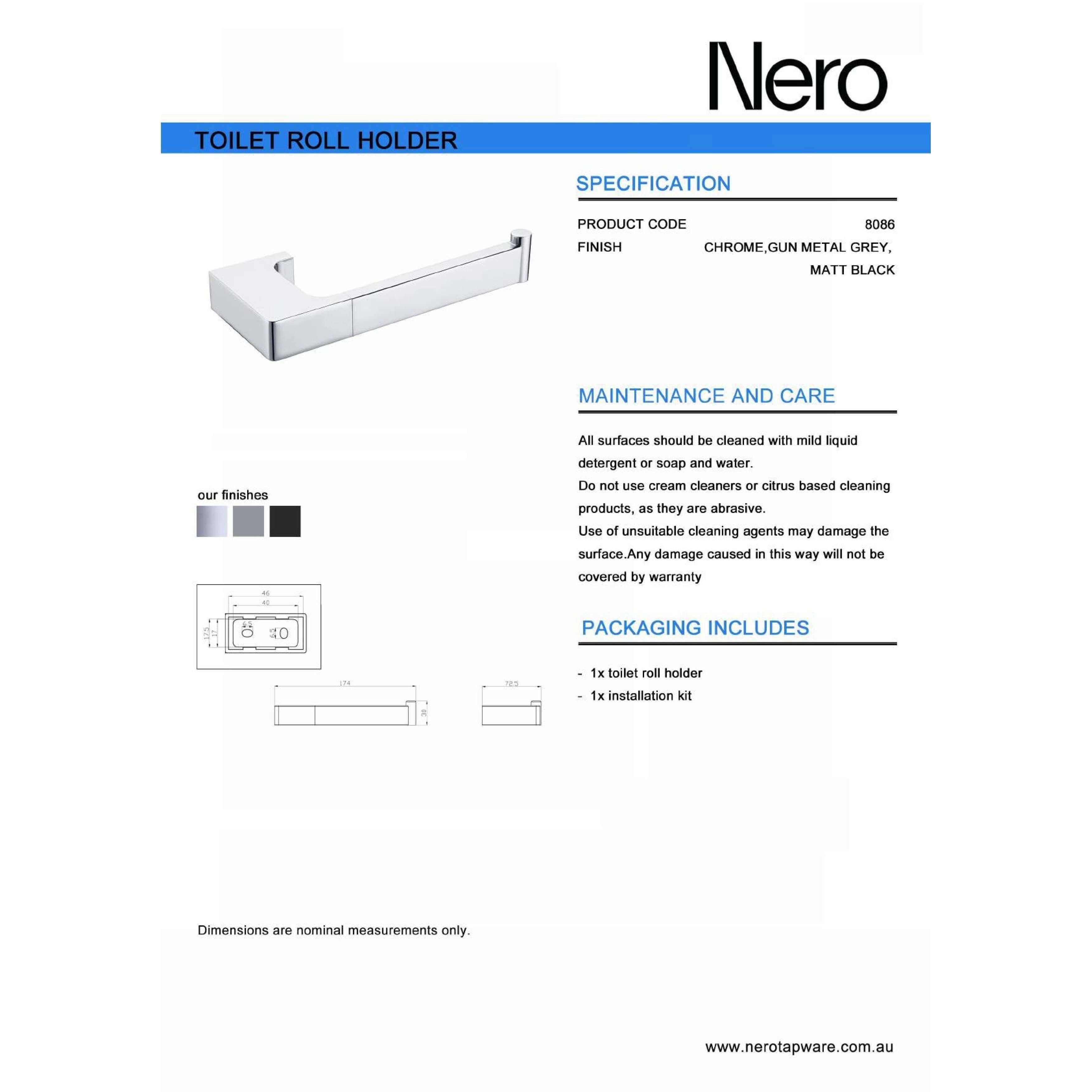 Nero Pearl/Vitra Toilet Roll Holder - Chrome - Burdens Plumbing