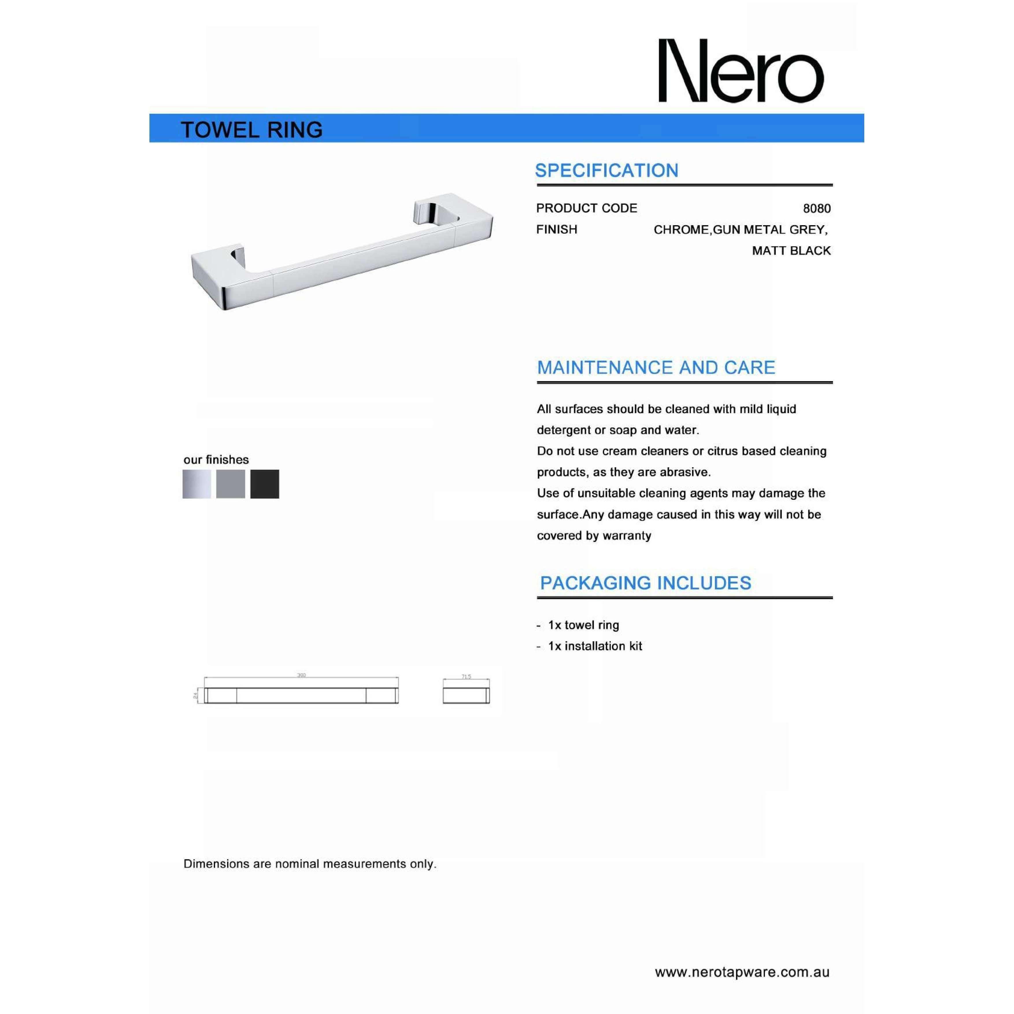 Nero Pearl/Vitra Towel Ring - Gun Metal Grey - Burdens Plumbing