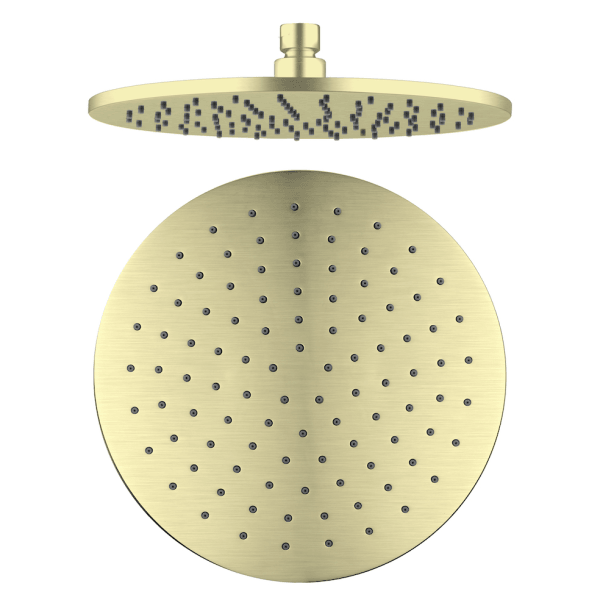 Nero Round Shower Head 250mm Brushed Gold - Burdens Plumbing