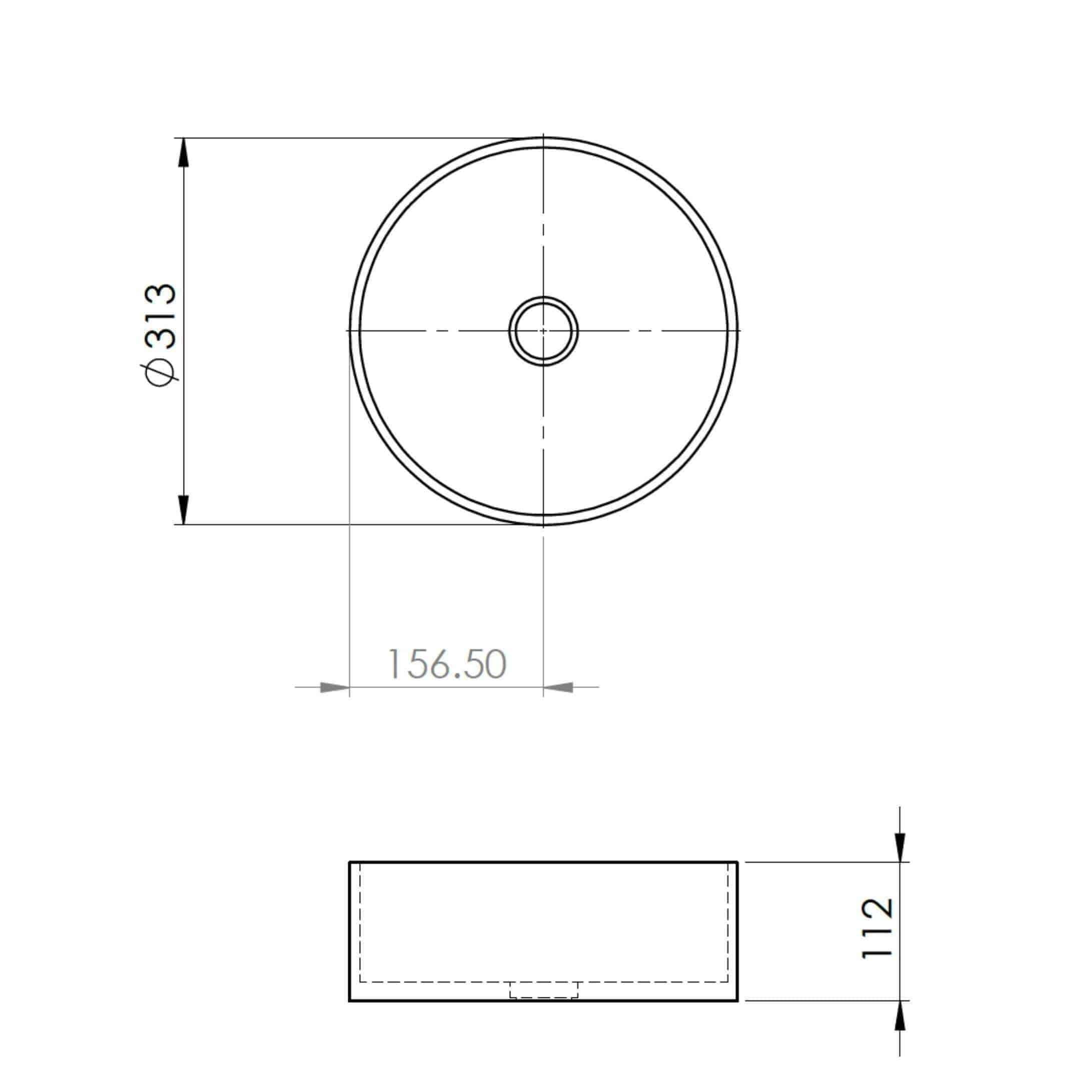 New Form Concrete Mini Round Vessel Basin 315mm Diam X 110mm - Burdens Plumbing
