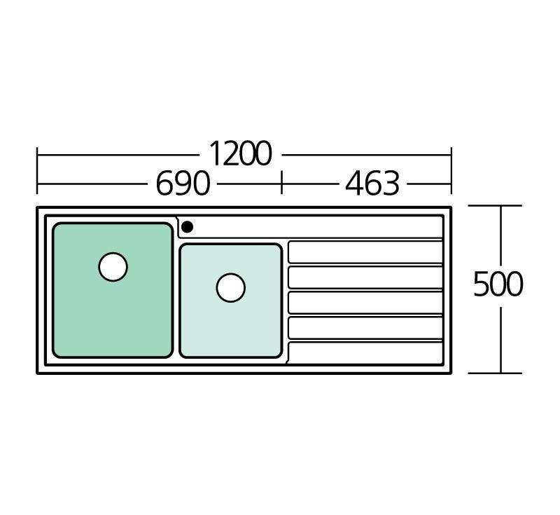 Oliveri Apollo 1 & 3/4 Bowl Sink With R/H Drainer 1Th - Burdens Plumbing