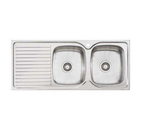 Oliveri Endeavour Double Bowl Topmount Sink L/H Drainer 1Th - Burdens Plumbing