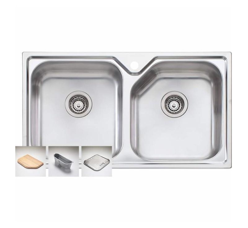 Oliveri Nu-Petite Double Bowl Sink 1Th - Burdens Plumbing