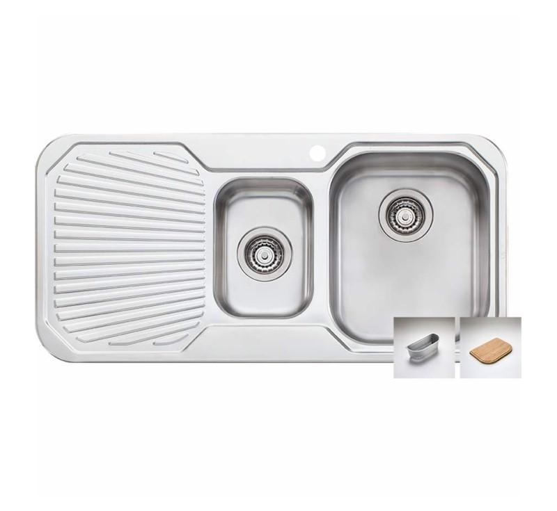 Oliveri Petite 1 & 1/2 Bowl Topmount Sink L/H Drainer 1Th - Burdens Plumbing