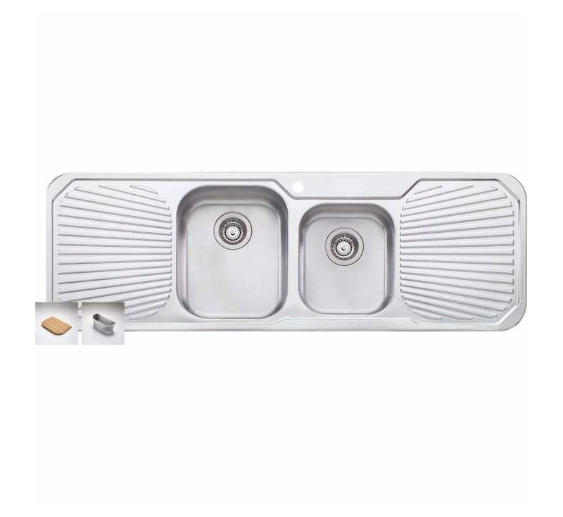 Oliveri Petite 1 & 3/4 Bowl Topmount Sink W Dbl Drainer 1Th - Burdens Plumbing