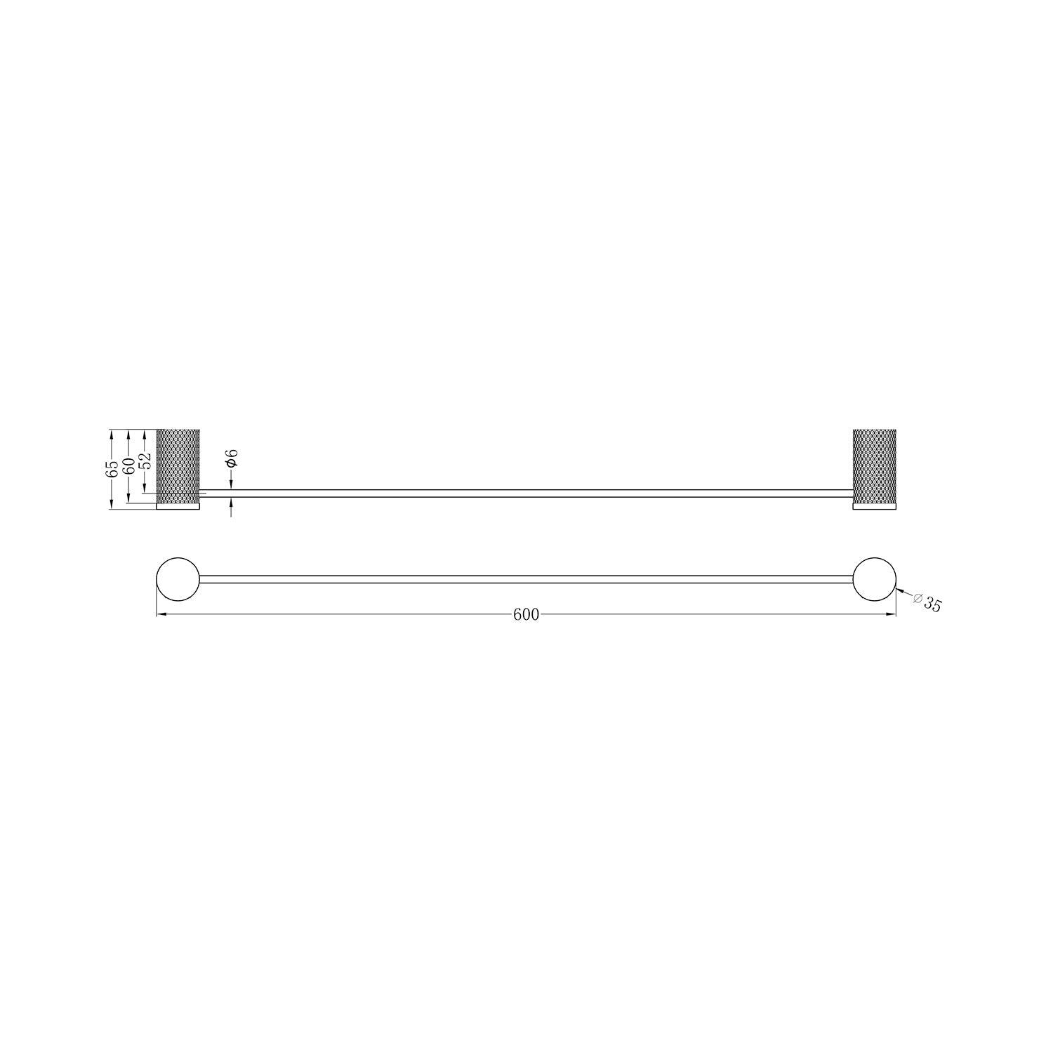 Opal Single Towel Rail Brushed Nickel 600mm - Burdens Plumbing