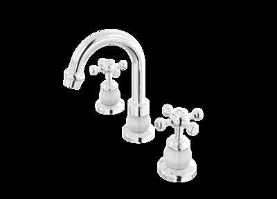 PAR TUDOR BASIN SET CHROME & WHITE (B31.011.1.03) - Burdens Plumbing