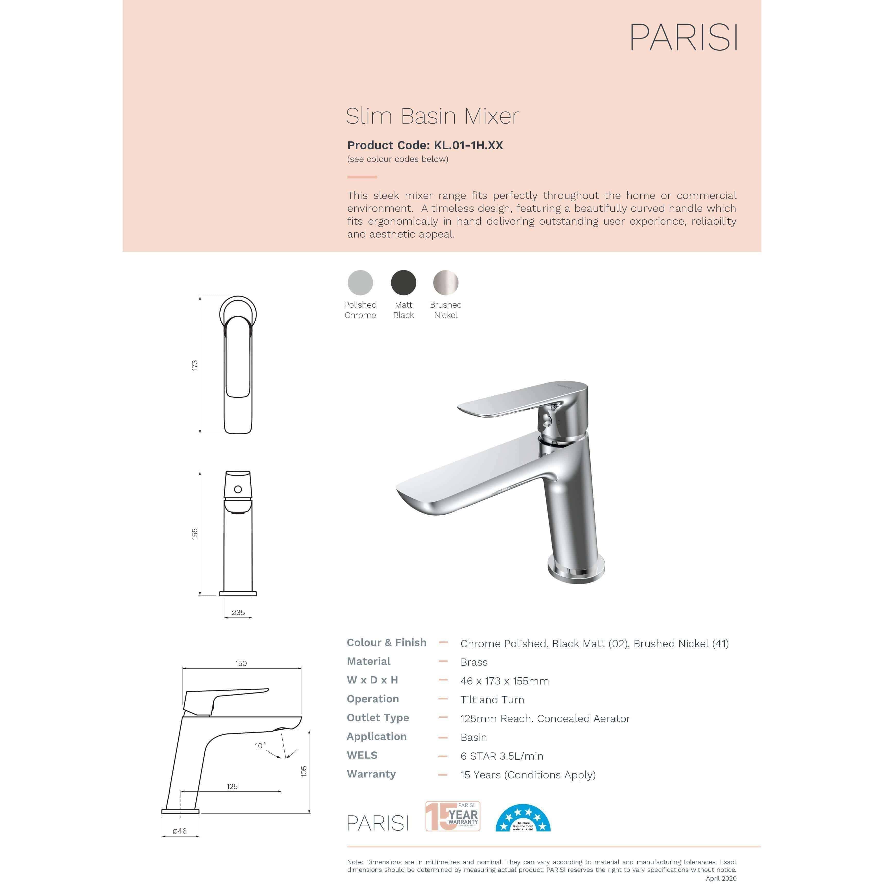 Parisi Ovo Lever Basin Mixer Chrome Ol.01-1H - Burdens Plumbing