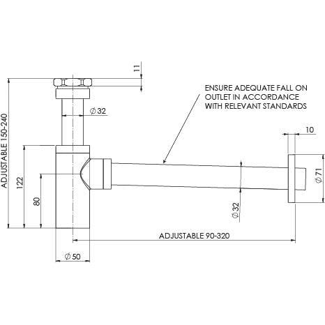 Phoenix 40mm Bottle Trap - Brushed Nickel - Burdens Plumbing