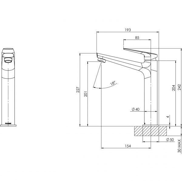 Phoenix Arlo Vessel Mixer Brushed Nickel - Burdens Plumbing