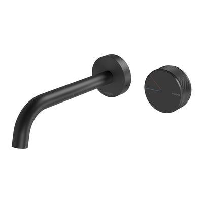 PHOENIX AXIA WALL BASIN/BATH CURVED OUTLET MIXER SET 180MM MATTE BLACK 117-7815-10 - Burdens Plumbing