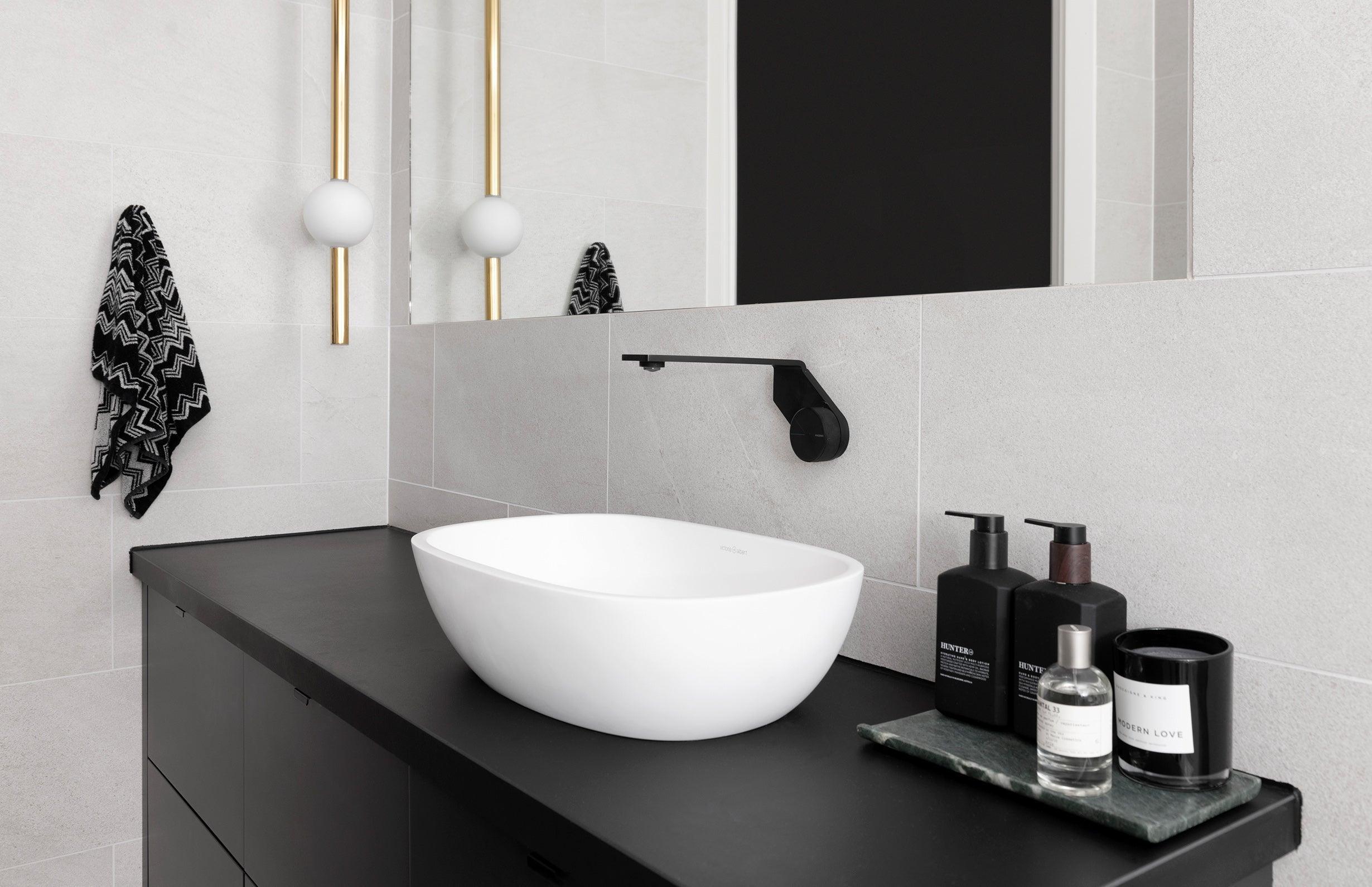 Phoenix Axia Wall Basin/Bath Mixer Set 200mm - Matte Black - Burdens Plumbing