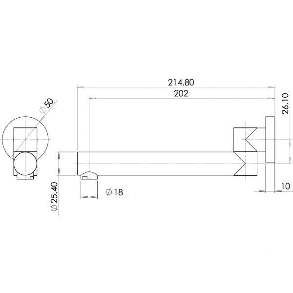 Phoenix Bath Outlet Round Swivel 200mm - Burdens Plumbing