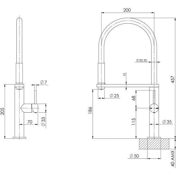 Phoenix Blix Flexible Hose Sink Mixer (Round) - Matte Black - Burdens Plumbing