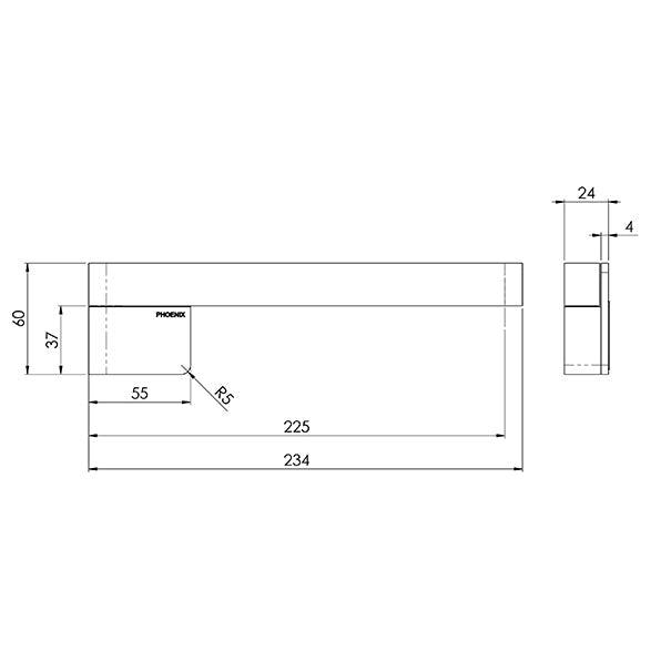 Phoenix Designer Swivel Bath Outlet 230mm Square - Brushed Nickel - Burdens Plumbing