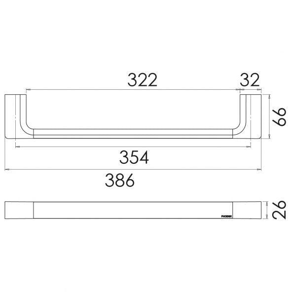 Phoenix Gloss Hand Towel Holder 390mm -Brushed Nickel - Burdens Plumbing