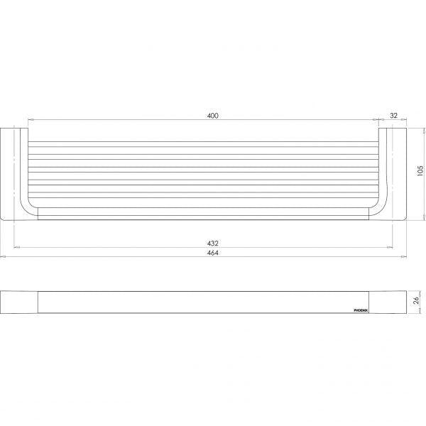 Phoenix Gloss Shower Shelf - Brushed Gold 465mm - Burdens Plumbing