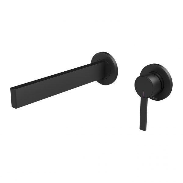 Phoenix Lexi Mkii Basin/Bath Wall Mixer Set 200mm Matte Black - Burdens Plumbing